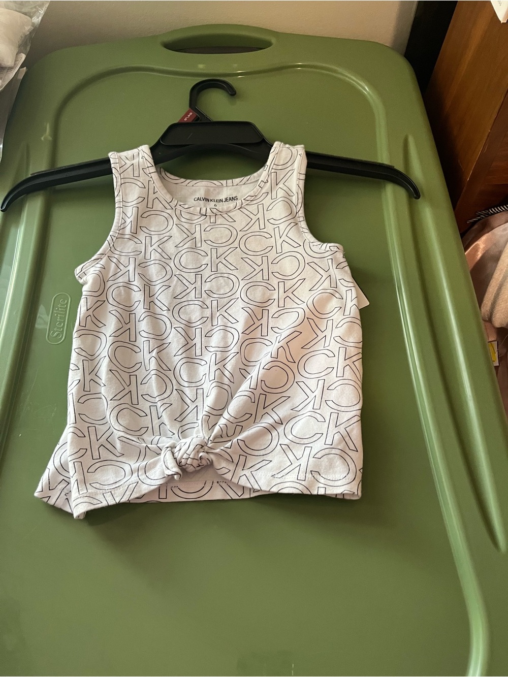 Calvin Klein Jeans White Logo Knot Tank